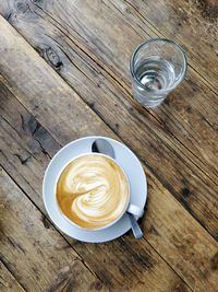 High angle view of coffee on table