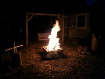 Fire firewood at night