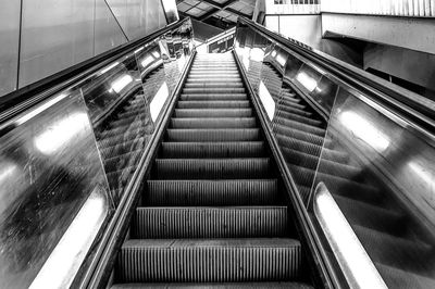 Low angle view of escalator in railroad station