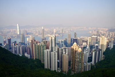 High angle view of cityscape against sky