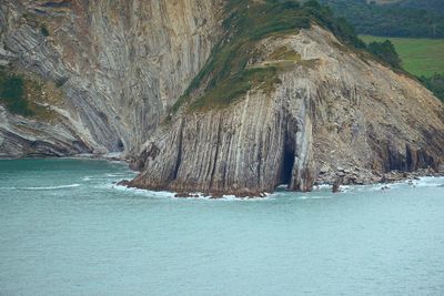 Panoramic view of rocks on sea shore