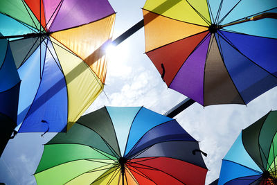 Low angle view of umbrella against sky