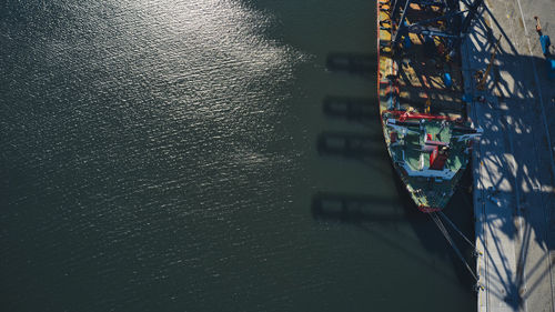 High angle view of pier on sea