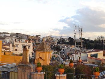 High angle view of residential district