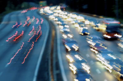 Motion blur. rows of vehicles moving on the highway