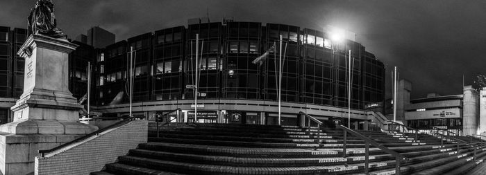 Low angle view of buildings at night