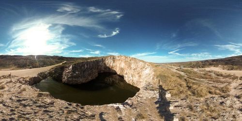 Scenic view of landscape against cloudy sky