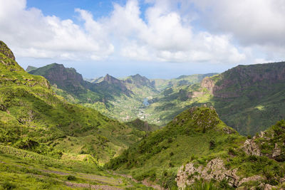 Scenic view of mountains against sky