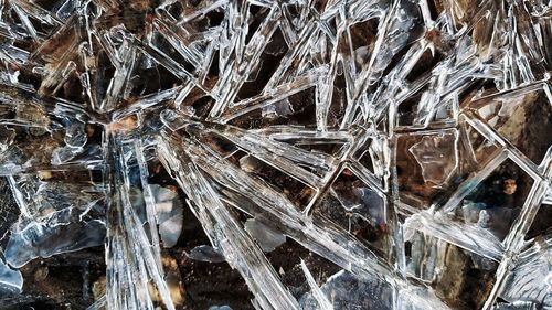 Full frame shot of frozen ice