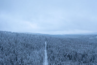 Scenic view of land against sky during winter