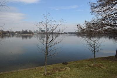 Scenic view of lake against sky
