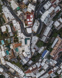 High angle view of buildings in city