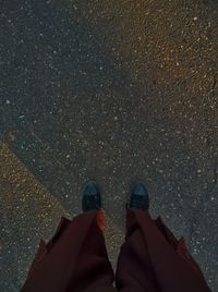 Low section of man standing on street