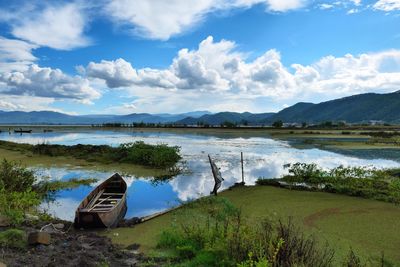 Scenic view of lake against sky