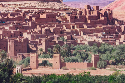 High angle view of buildings in city