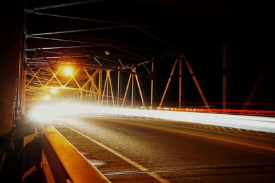 Light trails on road at night