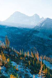Scenic view of mountains against sky