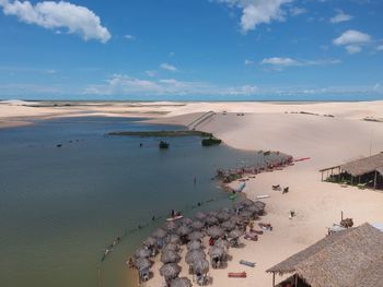 Aerial view of beach against sky