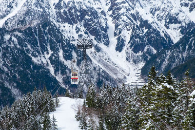 Aerial view of snow covered mountain