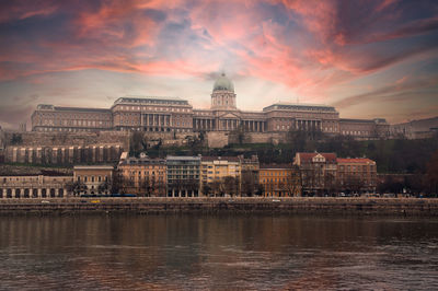 Atmospheric view of budapest, the danube river and buda castle.