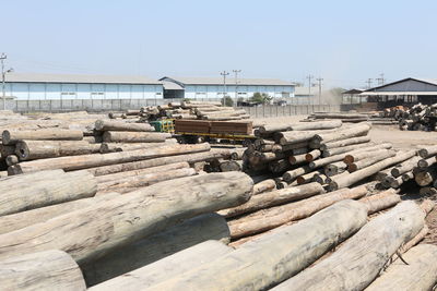 View of factory against clear sky