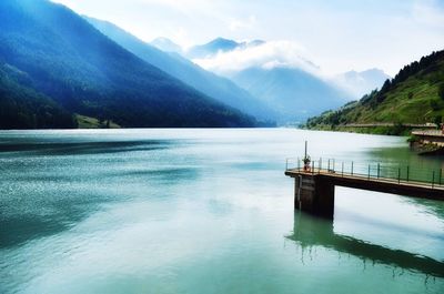 Scenic view of lake against sky