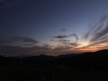 Scenic view of silhouette landscape against sky during sunset