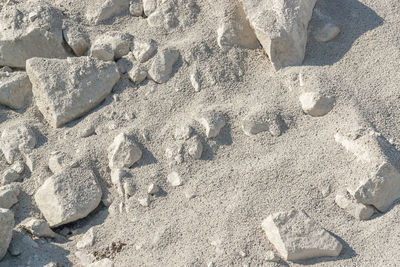 High angle view of sand on beach