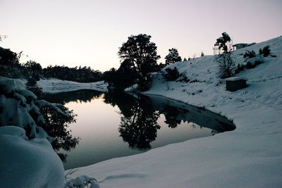 Scenic view of snow covered mountain