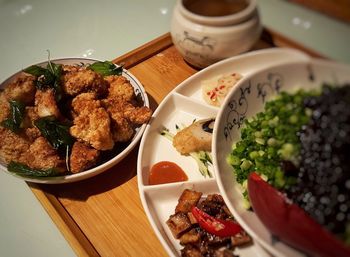 Close-up of food served in plate