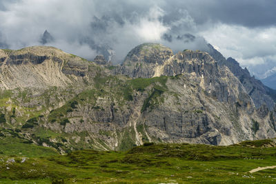 Panoramic view of landscape and mountains against sky