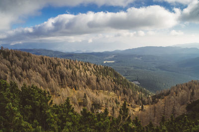 Panoramic view of landscape and mountains against sky