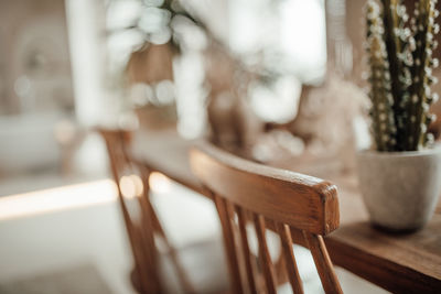 Close-up of empty chairs at home