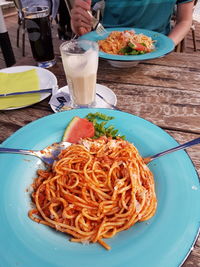 Close-up of food served on table in restaurant