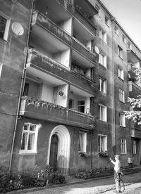 People in front of building