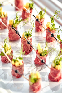 Close-up of sushi served in plate