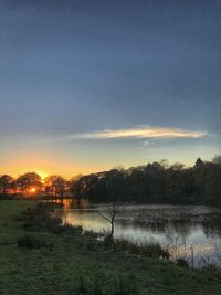 Scenic view of trees against sky during sunset