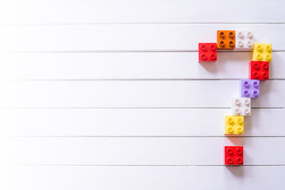 Close-up of toy over white background