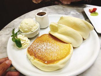 High angle view of breakfast in plate