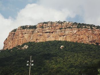 Low angle view of rock formations against sky