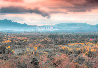 Scenic view of landscape during sunset