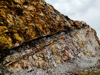 Low angle view of rock formation against sky