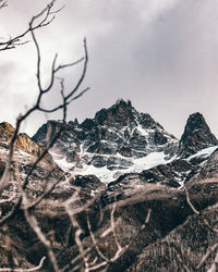 Aerial view of snow covered land and trees against sky