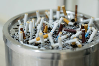 Close-up of cigarette on table