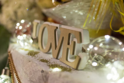 Close-up of text on cake