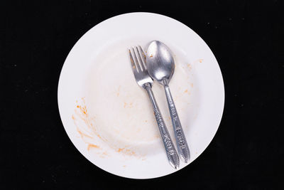 High angle view of empty plate on table