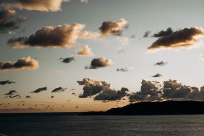 Scenic view of sea against sky at sunset