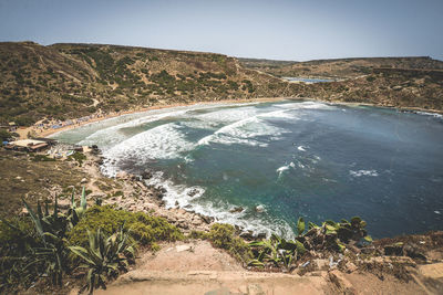 Scenic view of sea against clear sky