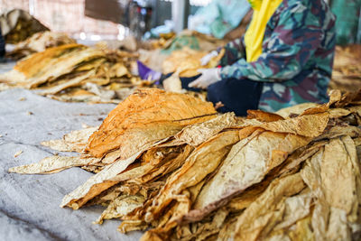 Close-up of dry leaves for sale in market