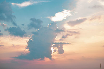 Low angle view of cloudy sky during sunset